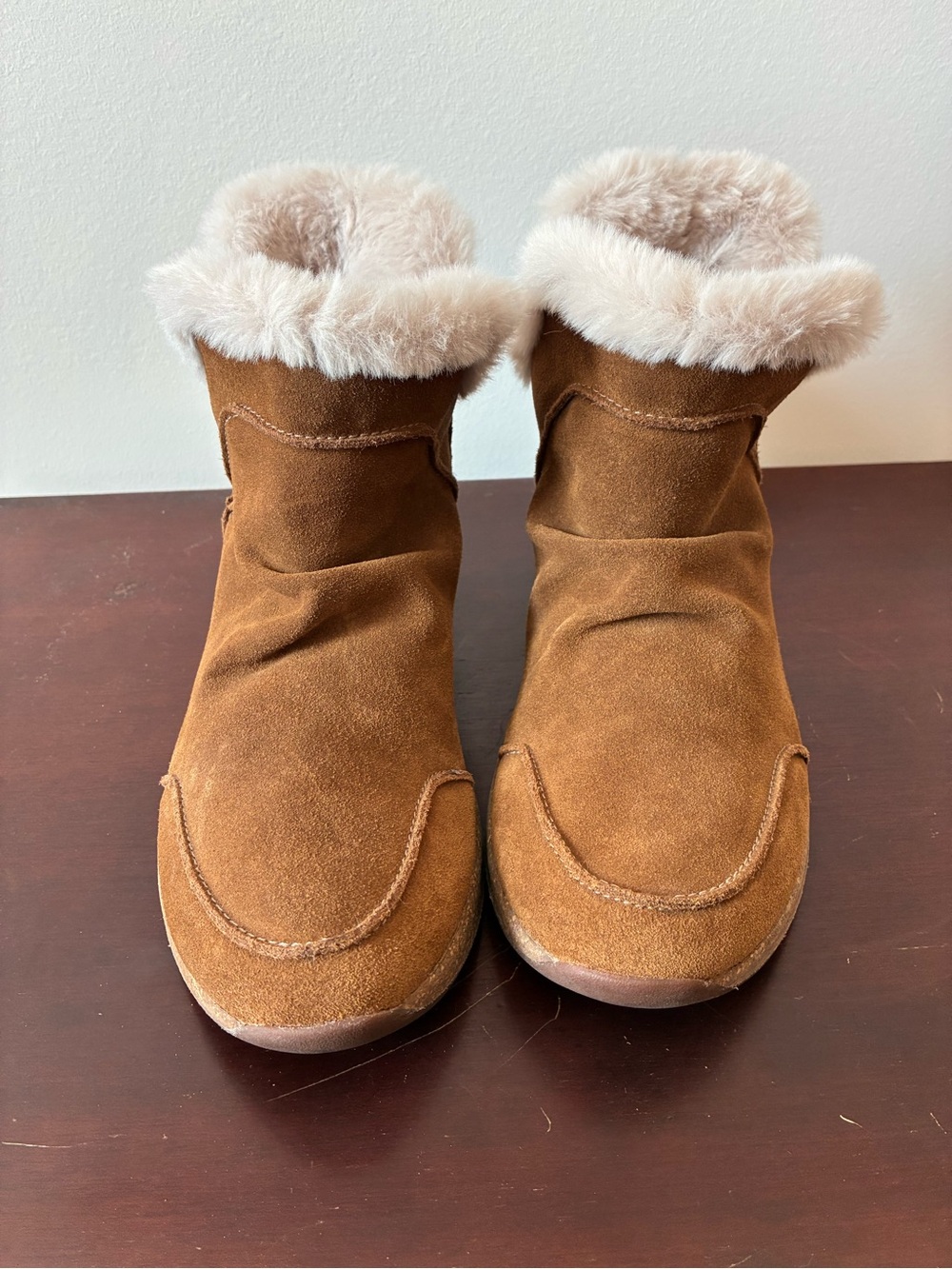 Taos Future Mid Brown Suede Faux Fur Lined Comfort Boots Women’s Size 7